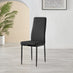 6x Milan Black Hatched Faux Leather Dining Chairs Black Legs