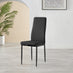 4x Milan Black Hatched Faux Leather Dining Chairs Black Legs