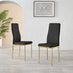4x Milan Black Hatched Faux Leather Dining Chairs Gold Legs