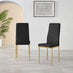 4x Milan Black Hatched Faux Leather Dining Chairs Gold Legs