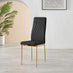 4x Milan Black Hatched Faux Leather Dining Chairs Gold Legs