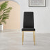 4x Milan Black Hatched Faux Leather Dining Chairs Gold Legs