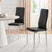 4x Milan Black Hatched Faux Leather Dining Chairs Silver Legs