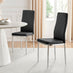 4x Milan Black Hatched Faux Leather Dining Chairs Silver Legs
