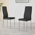 4x Milan Black Hatched Faux Leather Dining Chairs Silver Legs