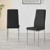 4x Milan Black Hatched Faux Leather Dining Chairs Silver Legs