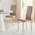 4x Milan Cappuccino Beige Hatched Faux Leather Dining Chairs Gold Legs