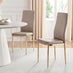 6x Milan Cappuccino Beige Hatched Faux Leather Dining Chairs Gold Legs