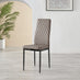 4x Milan Cappuccino Hatched Faux Leather Dining Chairs Black Legs