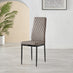 4x Milan Cappuccino Hatched Faux Leather Dining Chairs Black Legs