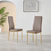 6x Milan Cappuccino Beige Hatched Faux Leather Dining Chairs Gold Legs