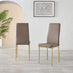 6x Milan Cappuccino Beige Hatched Faux Leather Dining Chairs Gold Legs
