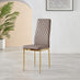 4x Milan Cappuccino Beige Hatched Faux Leather Dining Chairs Gold Legs