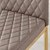 6x Milan Cappuccino Beige Hatched Faux Leather Dining Chairs Gold Legs