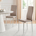 6x Milan Cappuccino Beige Hatched Faux Leather Dining Chairs Silver Legs