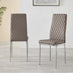 4x Milan Cappuccino Beige Hatched Faux Leather Dining Chairs Silver Legs