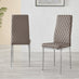 4x Milan Cappuccino Beige Hatched Faux Leather Dining Chairs Silver Legs