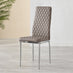 6x Milan Cappuccino Beige Hatched Faux Leather Dining Chairs Silver Legs