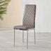 6x Milan Cappuccino Beige Hatched Faux Leather Dining Chairs Silver Legs