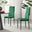 4x Milan Green Hatched Velvet Dining Chairs Black Legs