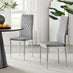 6x Milan Grey Hatched Velvet Dining Chairs Silver Legs