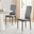 6x Milan Grey Hatched Faux Leather Dining Chairs Black Legs