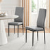 4x Milan Grey Hatched Faux Leather Dining Chairs Black Legs