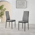 6x Milan Grey Hatched Faux Leather Dining Chairs Black Legs