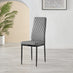 4x Milan Grey Hatched Faux Leather Dining Chairs Black Legs