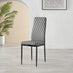 6x Milan Grey Hatched Faux Leather Dining Chairs Black Legs