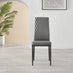 4x Milan Grey Hatched Faux Leather Dining Chairs Black Legs
