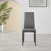 4x Milan Grey Hatched Faux Leather Dining Chairs Black Legs