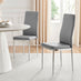 6x Milan Grey Hatched Faux Leather Dining Chairs Silver Legs