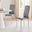 4x Milan Grey Hatched Faux Leather Dining Chairs Silver Legs