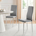 4x Milan Grey Hatched Faux Leather Dining Chairs Silver Legs