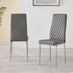 4x Milan Grey Hatched Faux Leather Dining Chairs Silver Legs
