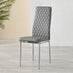 6x Milan Grey Hatched Faux Leather Dining Chairs Silver Legs