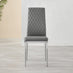 4x Milan Grey Hatched Faux Leather Dining Chairs Silver Legs