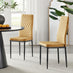 4x Milan Mustard Yellow Hatched Velvet Dining Chairs Black Legs