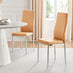 6x Milan Mustard Yellow Hatched Faux Leather Dining Chairs Silver Legs