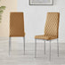 6x Milan Mustard Yellow Hatched Faux Leather Dining Chairs Silver Legs