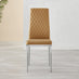 6x Milan Mustard Yellow Hatched Faux Leather Dining Chairs Silver Legs