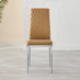 4x Milan Mustard Yellow Hatched Faux Leather Dining Chairs Silver Legs