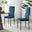 6x Milan Navy Hatched Velvet Dining Chairs Black Legs