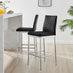 2x Milan Black Velvet Counter Stools Silver Legs
