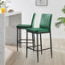 2x Milan Green Velvet Counter Stools Black Legs