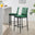 2x Milan Green Velvet Counter Stools Black Legs