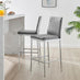 2x Milan Grey Velvet Counter Stools Silver Legs