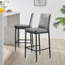 2x Milan Grey Velvet Counter Stools Black Legs