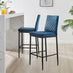 2x Milan Navy Blue Velvet Counter Stools Black Legs